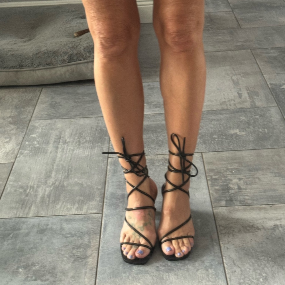 INC 2 inch strappy lace up heels